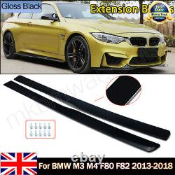 2x GLOSS BLACK SIDE SKIRT EXTENSION BLADE LIP FOR BMW M SERIES M3 M4 F80 F82 F83