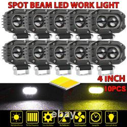 6D 4inch LED Work Light Amber White Cube Pod Spot Flood Driving Fog Lamp Offroad