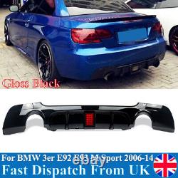 FOR 2007-2013 BMW 3 SERIES E92 E93 335I M SPORT REAR DIFFUSER With LED GLOSS BLACK
