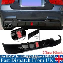 FOR BMW 3 SERIES E90 E91 2005-12 M SPORT REAR DIFFUSER With LED LIGHT GLOSS BLACK