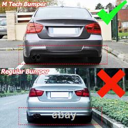 FOR BMW 3 SERIES E90 E91 M SPORT 05-11 REAR BUMPER DIFFUSER CARBON LOOK With LED
