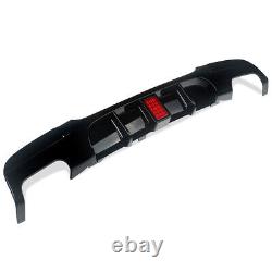 FOR BMW 3 SERIES E90 E91 M SPORT QUAD EXHAUST REAR DIFFUSER With LED GLOSS BLACK