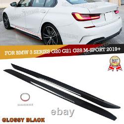2x Pour BMW G20 G21 G28 M Performance Extensions de bas de caisse latéraux en lames brillantes noires