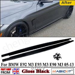 Lames d'extension de jupes latérales de performance pour BMW M3 E92 M3 E93 05-13 en noir brillant